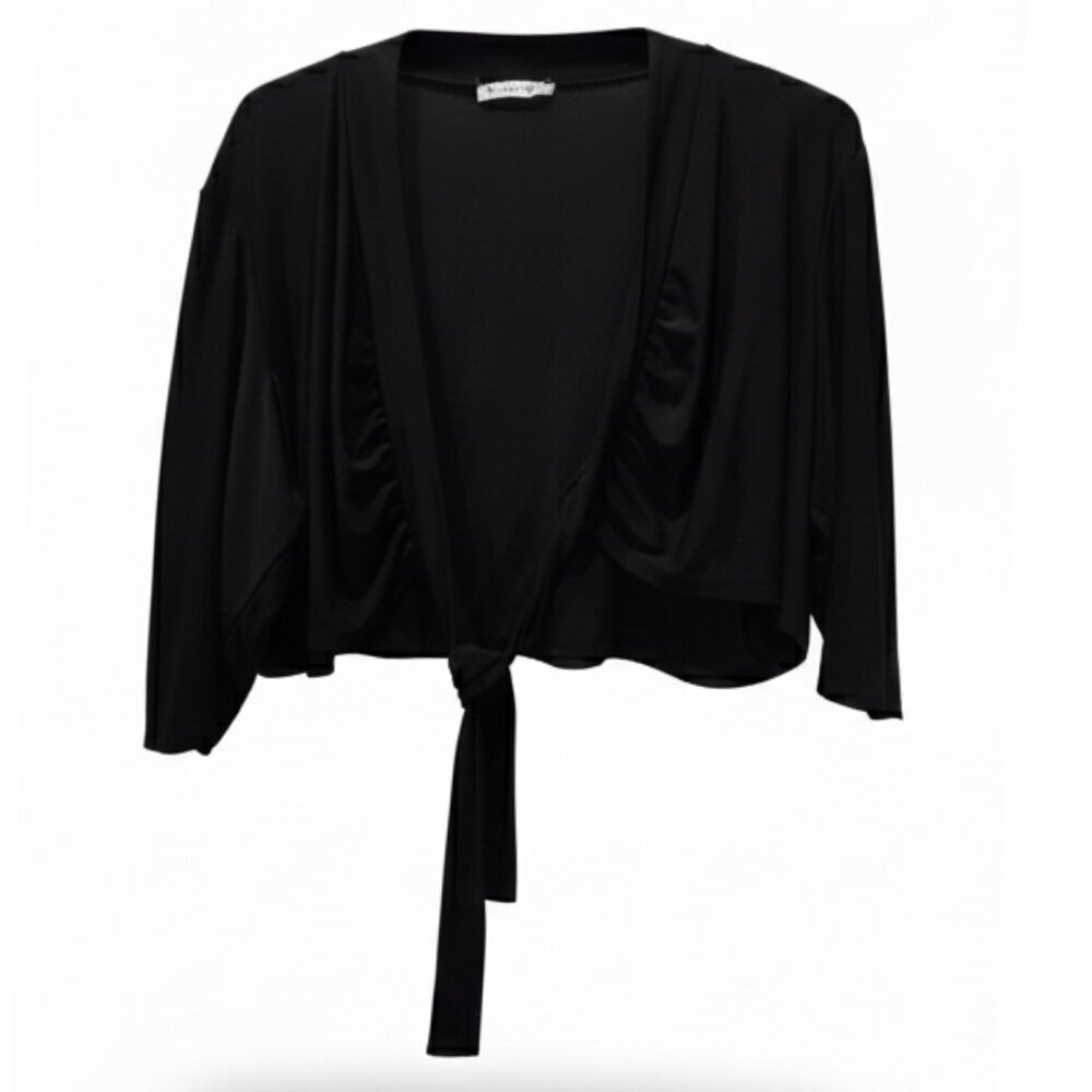 Women’s Black Cropped Tie-Up Cardigan – 2XL - Picture 2 of 6